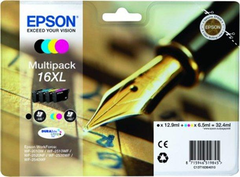 EPSON 16 XL MULTIPACK 12,9 ml FEKETE 6,5 ml MAGENTA 6,5 ml CYAN 6,5 ml YELLOW FEKETE 500 A4-es OLDAL SZINES 450 A4-es OLDAL NYOMTTASI KAPACITSSAL