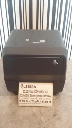 ZEBRA ZD220 VONALKDNYOMTAT TT  203 DPI, MAX: 104MM NYOMTATSI SZLESSG   ZD22042-T0EG00EZ